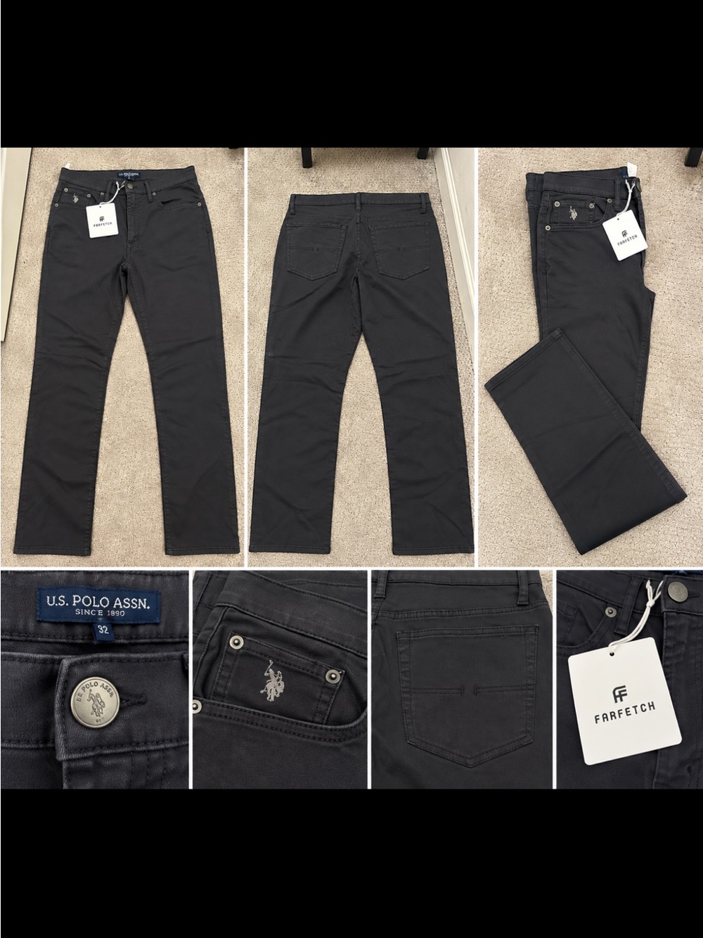 U.S. Polo Assn. Men's Black Straight Jeans